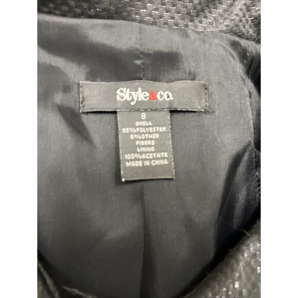 STYLE & CO Women’s Shiny Finish Lined Button Front Swing Jacket Black Size 8 - Picture 12 of 12